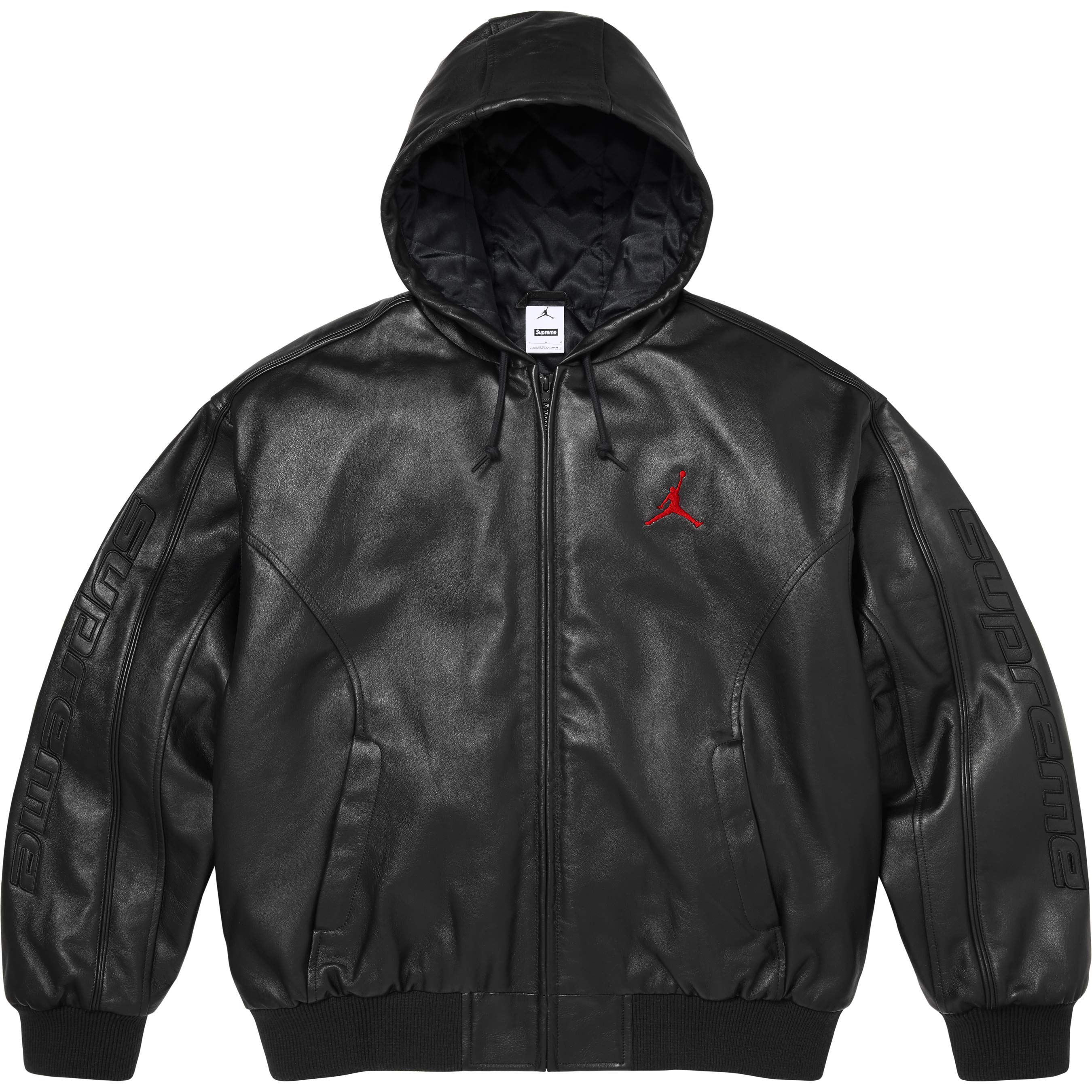 Supreme®/Jordan® Hooded Leather Jacket view 6